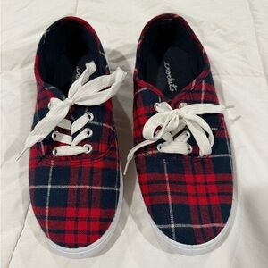 Plaid Shoes with White Laces
